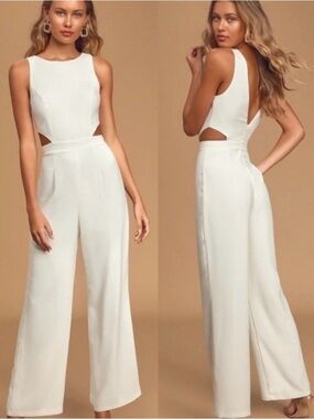 Lulu's White Cutout Wide-Leg Jumpsuit